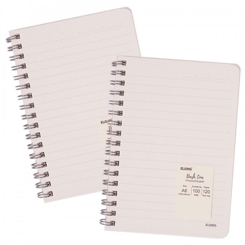 Sổ A6 lò xo kép bìa nhựa 2 mặt A6 120 trang KLONG MS 950 951, sổ tay ruột caro kẻ ngang nhỏ bỏ túi