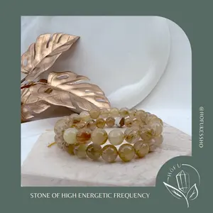 Gelang Batu Alam Golden Rutile Natural Crystal Bracelet
