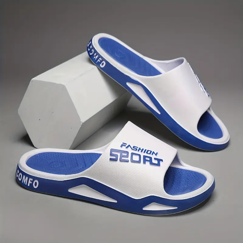 Soft Thick Sole Unisex Fashion Slides, Non-Slip, Durable, Sporty Beach Slip-On Slippers for Summer Outdoor Sandals 8