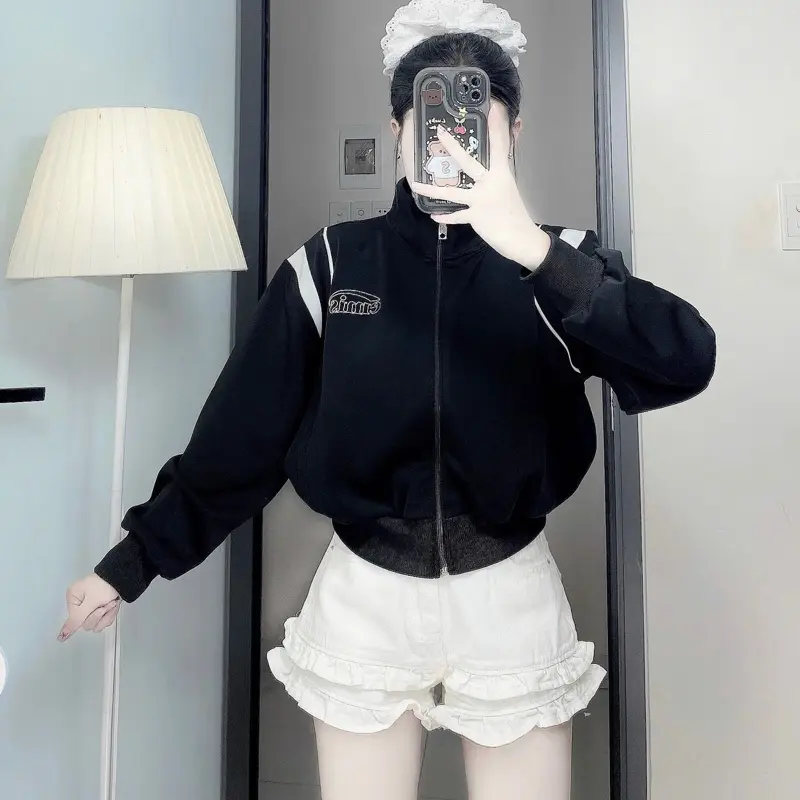 Áo khoác nữ vải thun UMI 2 da THÊU CHỮ EMIS nổi bật