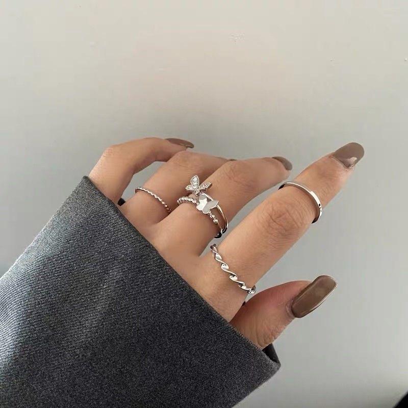 Nhẫn Bốn Mảnh Xoắn Hình Bướm, Tinh Tế Và Siêu Thanh Lịch, Dành Cho Nữ, Giá Cả Phải Chăng, Thiết Kế Độc Đáo Sang Trọng, Thời Trang, Cá Tính Duyên Dáng, Nhẫn Ngón Trỏ 3
