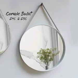 Cermin Bulat Aesthetic 40cm / kaca dinding gantung tali satu