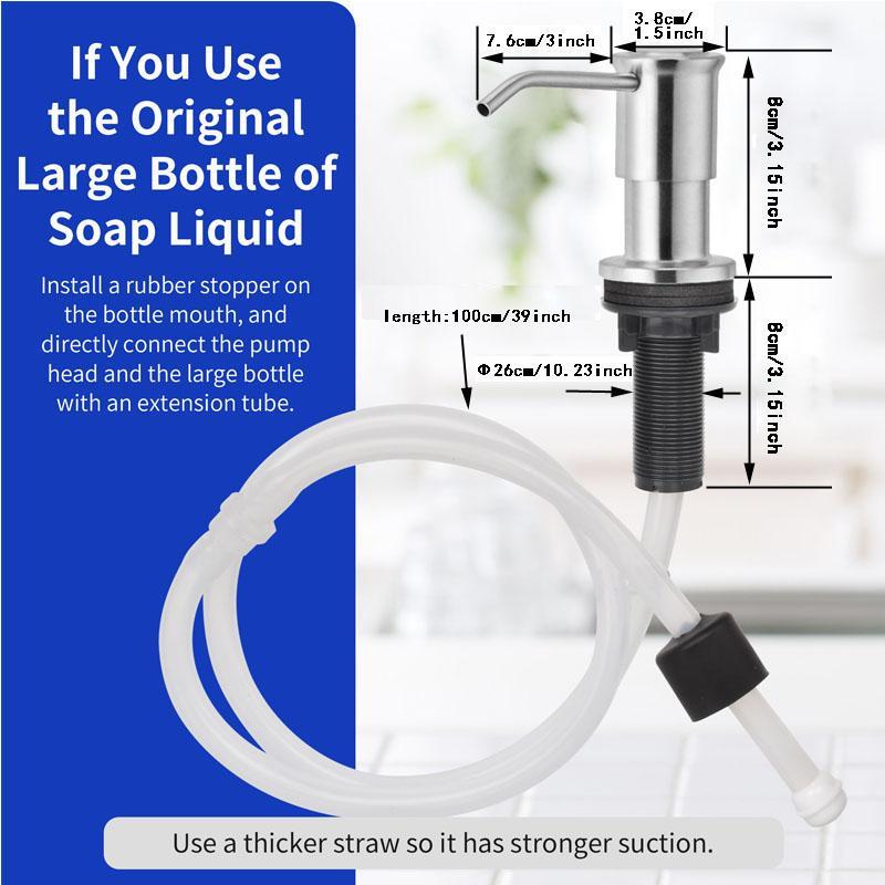 Universal Soap Dispenser, 1 Count Stainless Steel Rotatable Liquid Dispenser, Kitchen Sink Soap Dispenser 2
