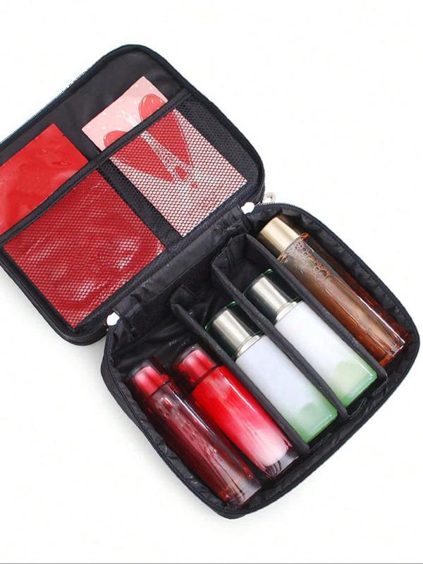 Double Layer Large Capacity Makeup Bag, Portable Travel Cosmetic Storage Bag, Zipper Makeup Organizer Pouch, Versatile Storage Bag for Travel, Office, Home 3