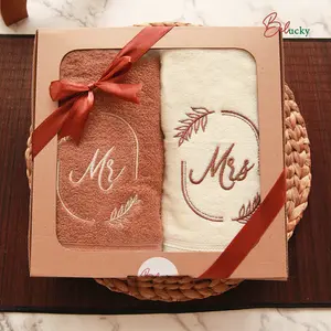 Handuk Ready Bordir dan Box Paket Couple Kado Pernikahan Seserahan Hantaran Wedding Hampers- MRMRS