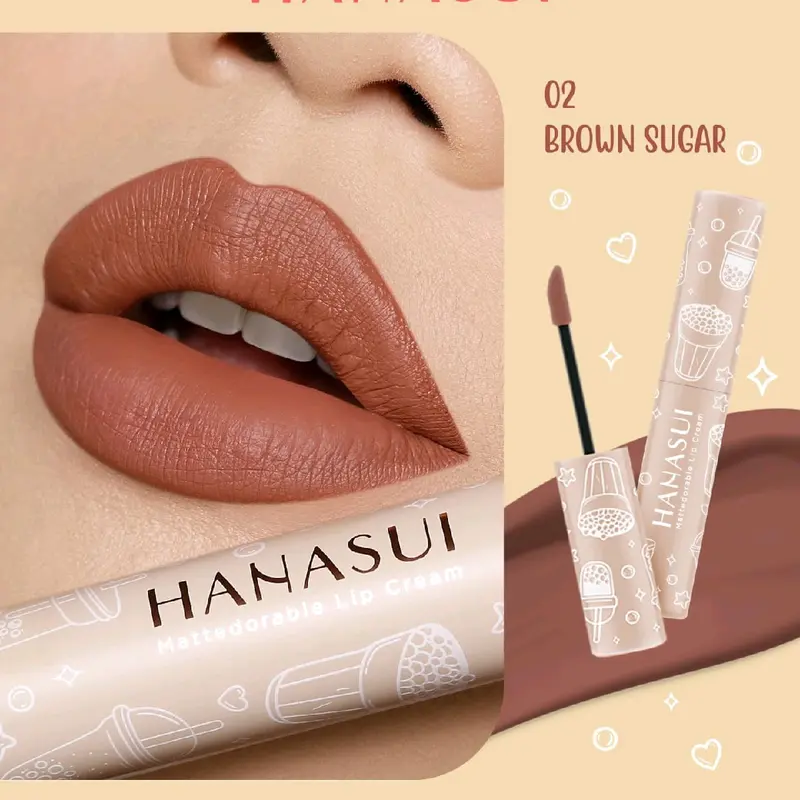 HANASUI Mattedorable Lip Cream Boba Edition Tahan Lama Bibir Lipstick Lipcream Matte Black Gloss lipstik 4