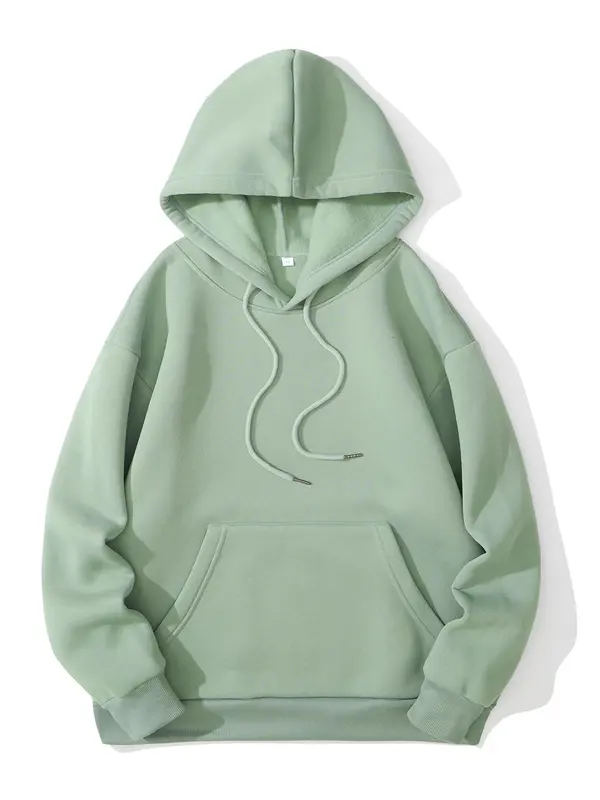 Women's Plain Drawstring Pocket Drop Shoulder Yoga Hoodie, THE GREEN HOODIE GIRL, Fashion Casual Hooded Long Sleeve Pullover for Daily Holiday Outdoor Wear, Hoodies for Women, Going Out Tops, Women's Clothes for Fall & Winter 2
