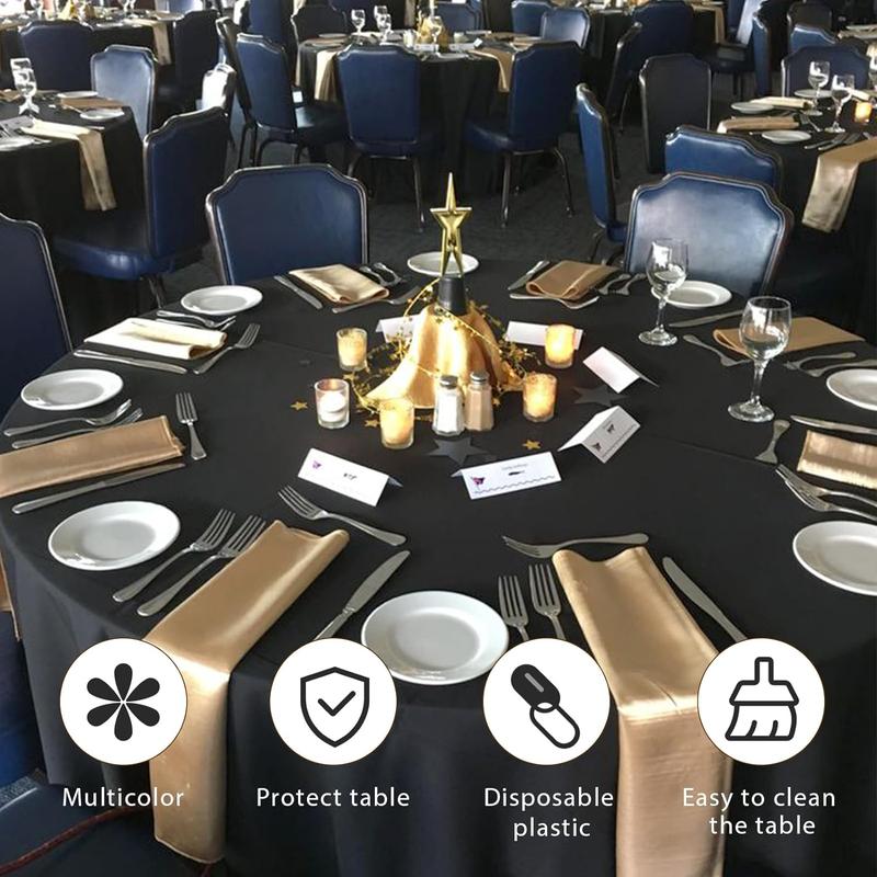 Solid Color Round Tablecloth, Waterproof & Stain-proof Tablecloth, Durable Tablecloth for Dining Room, Party & Wedding 3