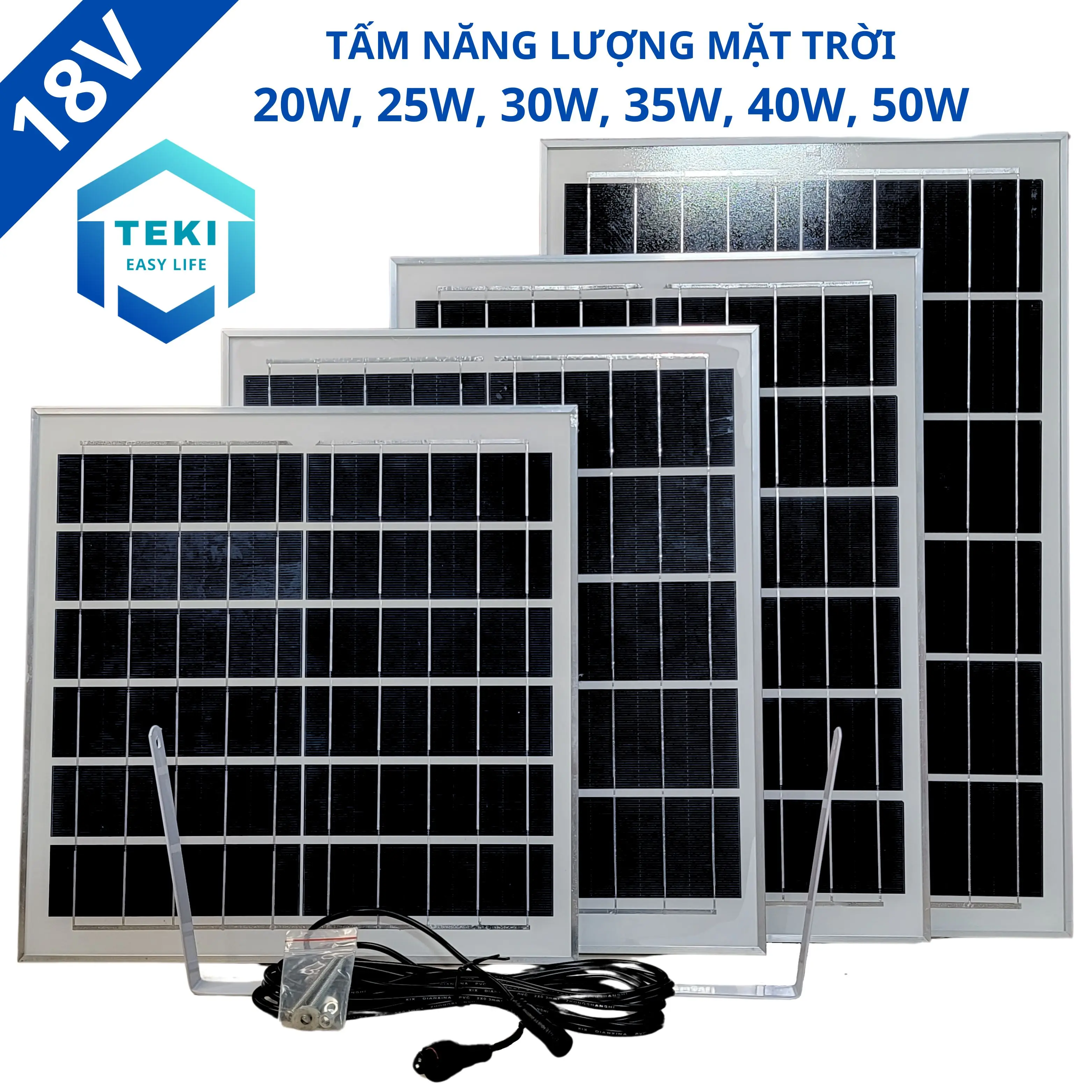 TẤM PIN NĂNG LƯỢNG MẶT TRỜI MONO 18V 20W, 25W, 30W, 35W, 40W, 50W - TEKI
