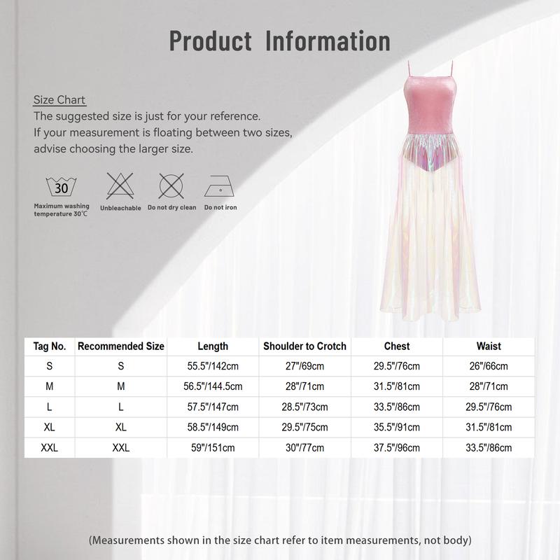Product Introduction of Chyoo Women's Lyrical Ballet Dance Costume Sleeveless Adjustable Straps Shimmery Modern Contemporary Dance Dress 0