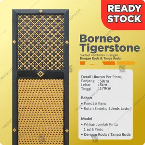 READY STOCK TERLARIS Pembatas penyekat ruangan sketsel minimalis sintetis unik rotan lipat modern model Borneo Tigerstone