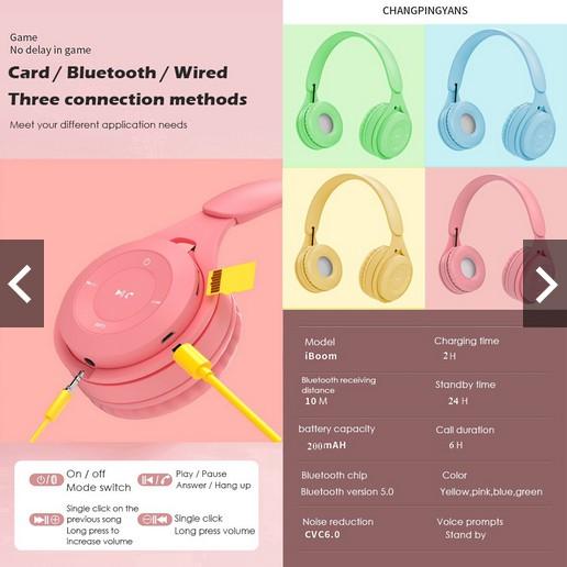 Headset Bluetooth Bando Macaron Y08 Headphone Super Bass Stereo Macaron Wireless earphones headphones 3