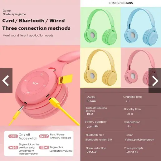 Headset Bluetooth Bando Macaron Y08 Headphone Super Bass Stereo Macaron Wireless earphones headphones 3
