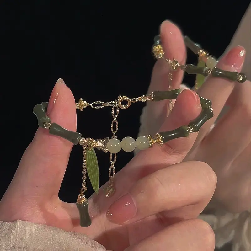 Elegant Bamboo Bracelet Chinese Fashion Green Bracelet Girl Fashion Jewelry Accessories Gift Supplies