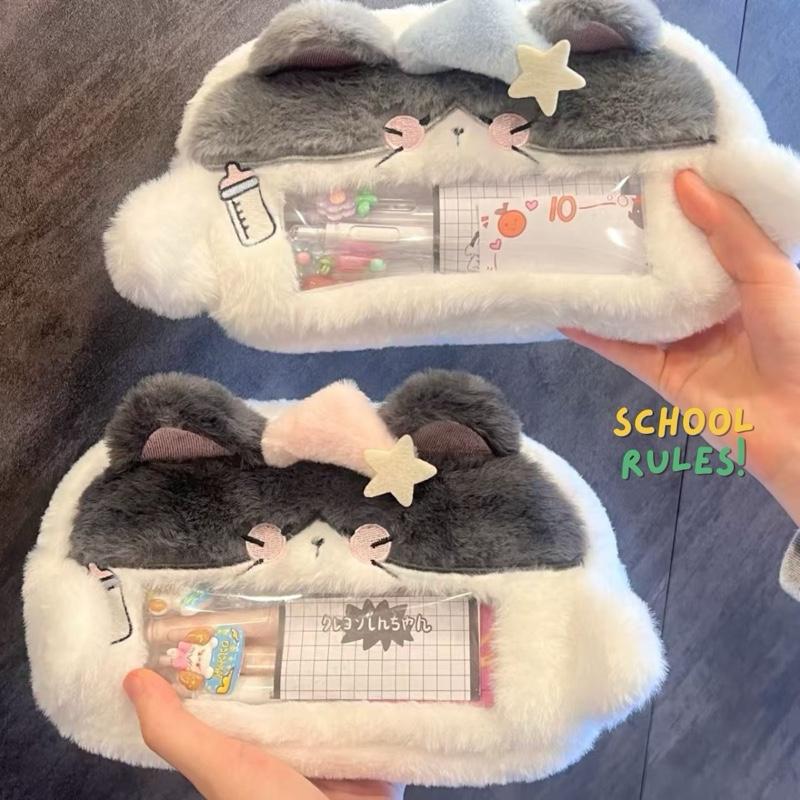 Túi đựng bút nhiều ngăn KAMI TB05 Hộp bút vải  mềm họa tiết gấu thỏ Bentoy ,túi đựng mỹ phẩm phong cách Hàn Quốc