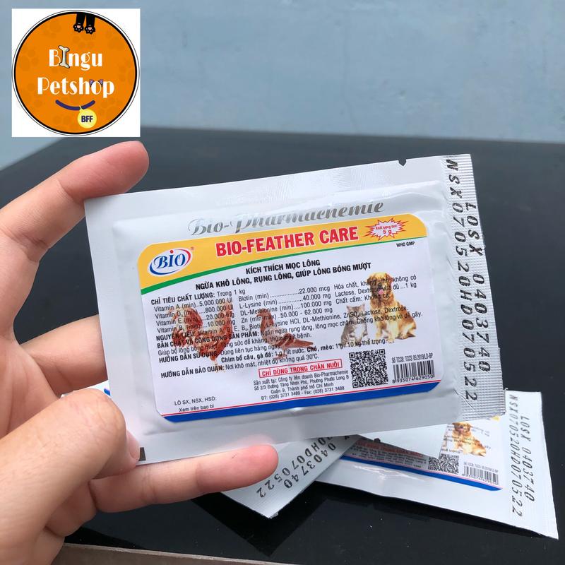 (Hình tự chup) BỘT BIO FEATHER CARE Giúp Mọc Lông, Ngừa Khô Lông, Rụng Lông, Giúp Lông Bóng Mượt gói 5g xuất xứ Việt Nam |Bingu Petshop 0