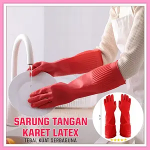 [ COD ] Sarung Tangan Karet Latex Tebal Panjang Kuat Serbaguna Tahan Air Bahan Kimia / Sarung Tangan Karet Multifungsi pelindung Tangan Grosiran