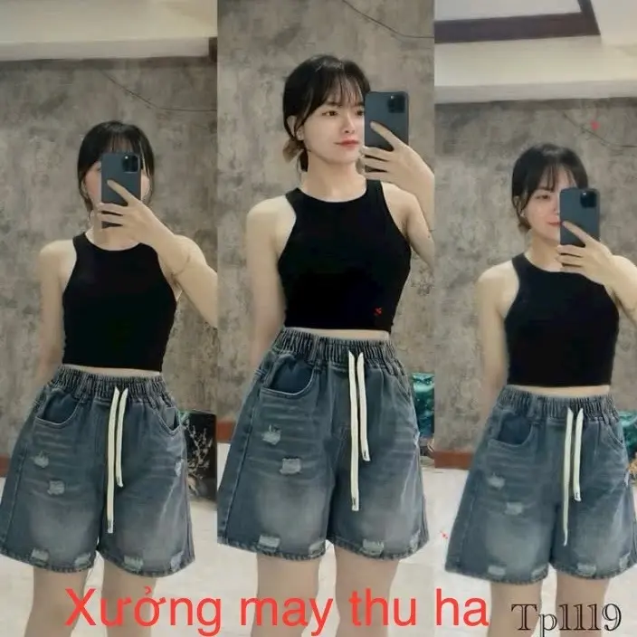 Quần Short Jean Mềm Cạp Chun Co giãn Thoải mái.cá tính