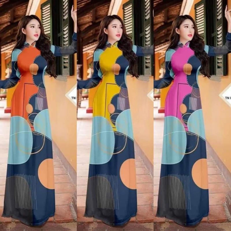 Product Introduction of Mẫu áo dài lụa in in hình  - xưởng may Thúy Linh 10