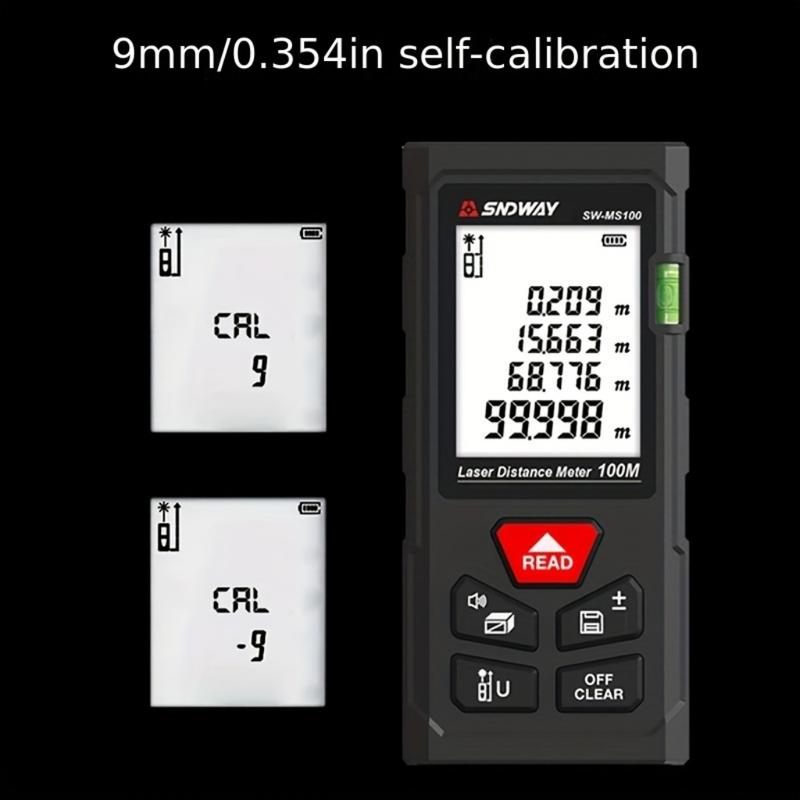 40M/131ft SNDWAY Pro Laser Distance Meter - High-Accuracy Digital Measure Tool with Large Backlit Display, Self-Calibration, and Battery Powered Operation - Portable Handle Electronic Ruler for Easy Measurements 8