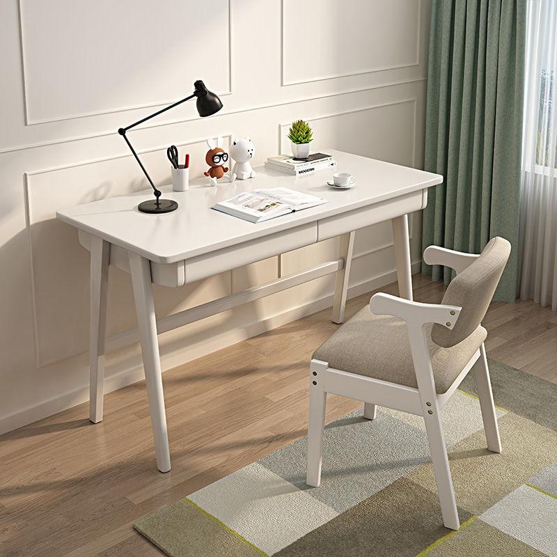 Solid Wood Desk Simple with Drawer Student Writing Desk Rubber Wood Desktop Computer Desk Bedroom Office Desk 8