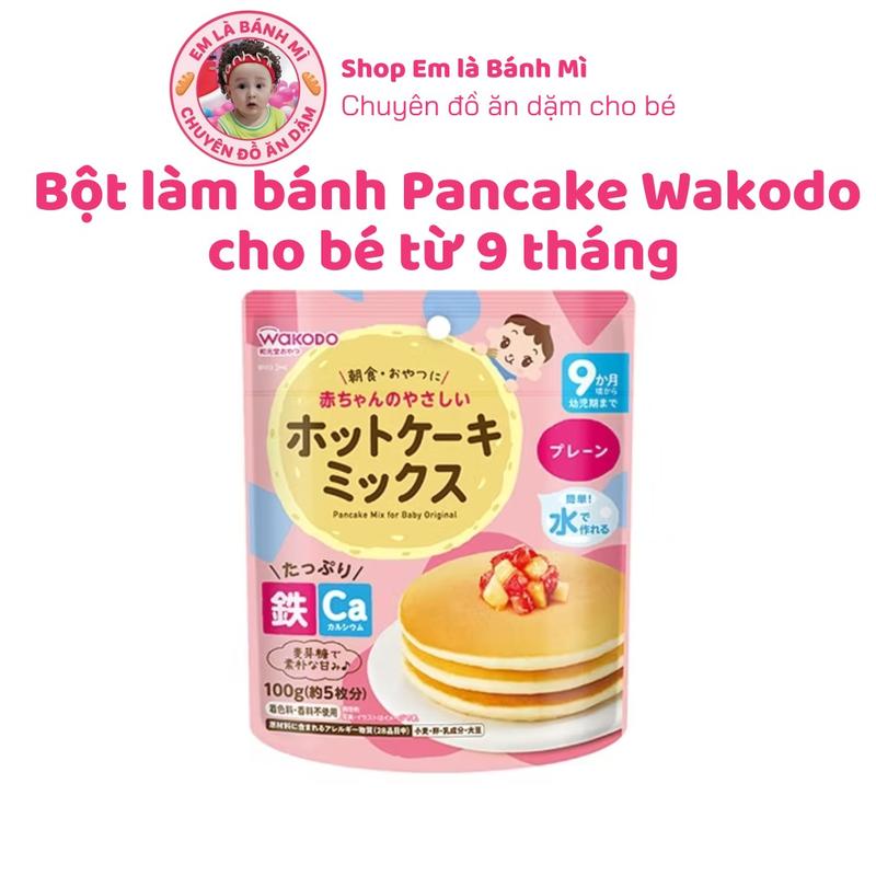 Bột Làm Bánh Pancake Wakodo Nhật gói 100gram cho bé từ 9 tháng