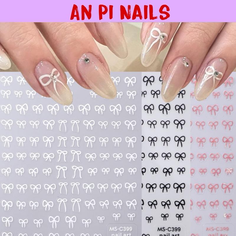 Sticker Nơ đỏ, nơ đen trắng gắn đá nhiều mẫu An Pi Nails Vẽ Nail