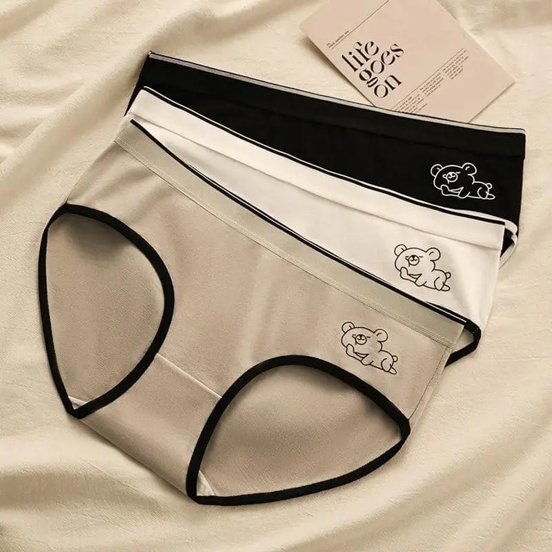 set 10 quần lót cotton nữ thiết kế họa tiết chữ sweet sọc và họa tiết gấu cute mềm mát Women Sọc Kẻ Thun 2