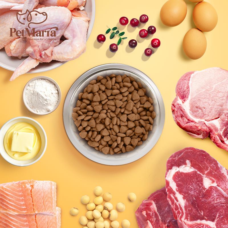 Product Introduction of PetMarra Adult Dog / Puppy Dry Food Beef Milk Liver and Chicken Flavor 1kg Flavor Collection dogs puppies kibble pets 24