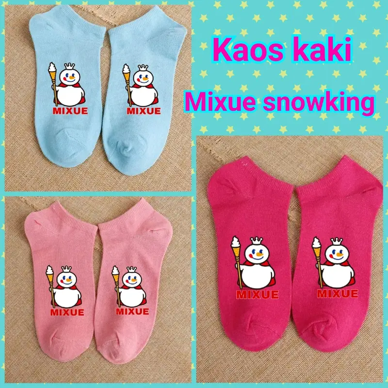 Kaos kaki labubu kuromi mixue snow king anak paket 3pasang 1