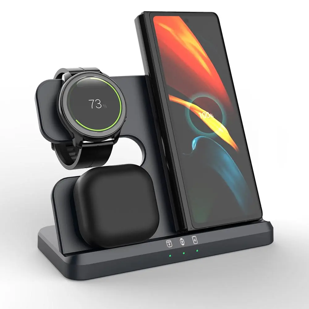 3 in 1 Wireless Charger Stand, Fast Charging Station, 15W Wireless Charger for Samsung S24 S23 Ultra S22 S21 S20 Note 20 Series ZFlip/Fold, Galaxy Watch 7/6/5/4, Buds 3 2 Pro