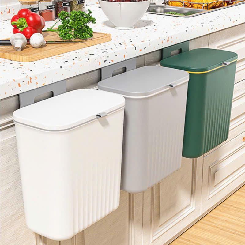 Thùng rác treo tủ bếp,treo tường đa năng - thùng 12L nhà tắm dán tường, có nắp đậy thông minh 5