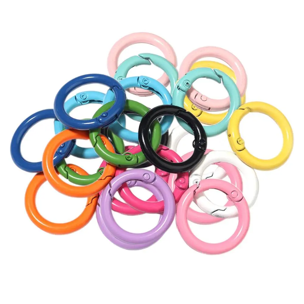 20x Multicolored Round Spring Snap Clip Hook Alloy O Ring Carabiner Handbag Keychain Bags Wallet Keyring Buckle Jump Rings Key Mountaineering DIY