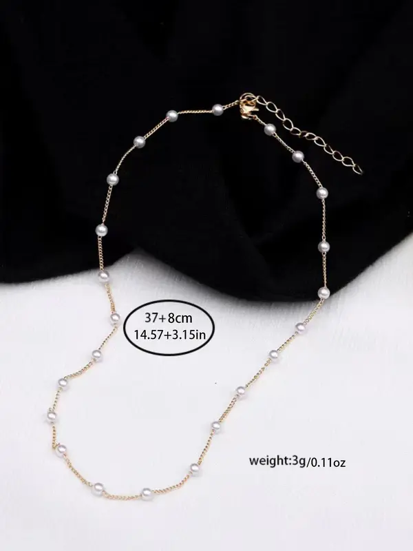 Faux Pearl Decorated Necklace, Elegant Women's Jewelry for Party, Daily Clothing Decor 1