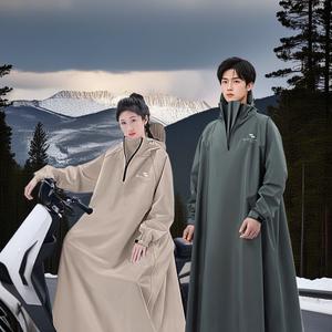 男女兼用 全身防水レインコート 豪雨対応 自転車 バイク 通勤通学 一体型レインポンチョ 厚手オックスフォード生地 おしゃれ普段使い可