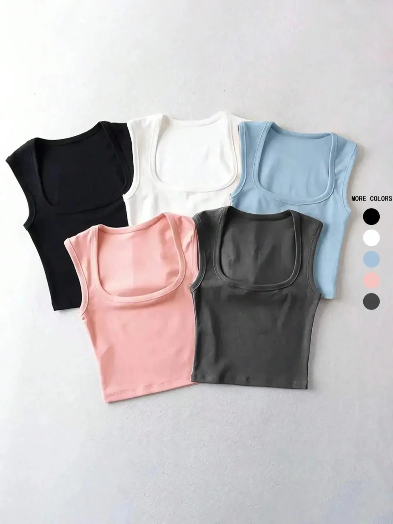 Women's Solid Square Neck Tank Top, Casual Sleeveless Top for Summer, Ladies Clothes for Daily Wear