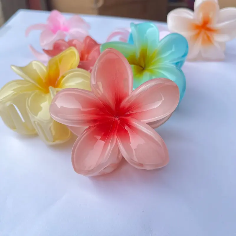 ￼Thời Trang Nhiều Màu Sắc Kẹp Tóc Hoa Sứ Lưng Đầu Tóc Móng Vuốt Kẹp Phong Cách Hawaii Phụ Kiện Tóc Women Voi 0