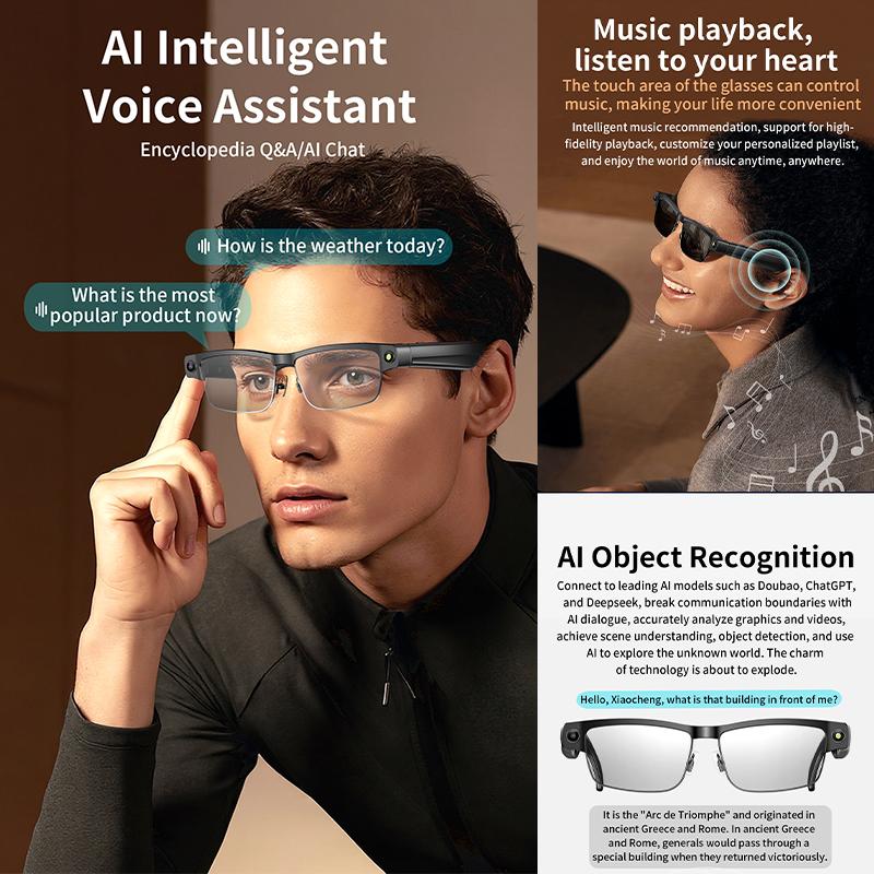 2026 New Al Smart Glasses 800W Camera 1200P anti-shake HD Video Recording Translation Voice Assistant Music BT Call SmartGlasses - Image 4