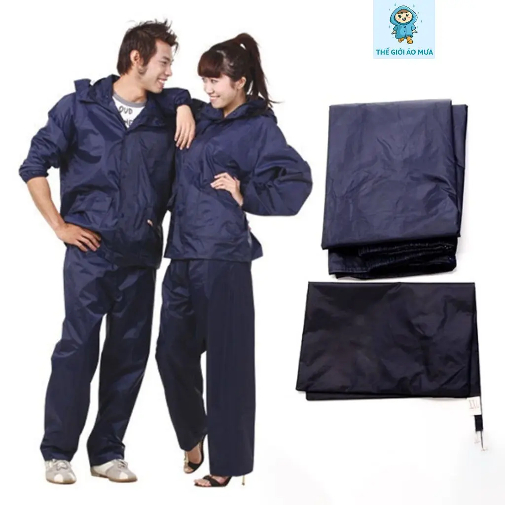 Quần Áo Mưa Vải Dù Chống Thấm Nước Cao Cấp, Siêu Bền Đường May Tinh Tế, Tỉ Mỉ, Dày Dặn, Độ Bền Đảm Bảo cả trẻ em và người lớn có thể gập lại áo  mưa bộ 2 lớp áo  mưa ao  bo áo mưa  đi xe máy