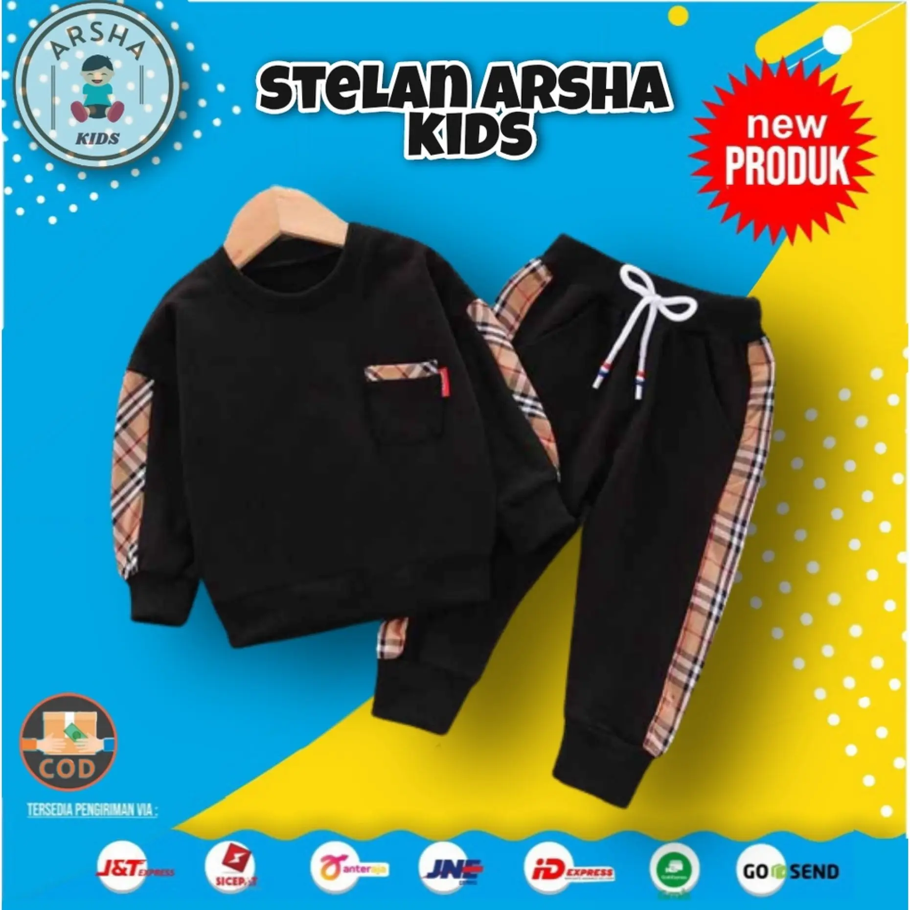 setelan anak unisex joger Lengan panjang Polos Katun Bisa Dicuci Dengan Mesin