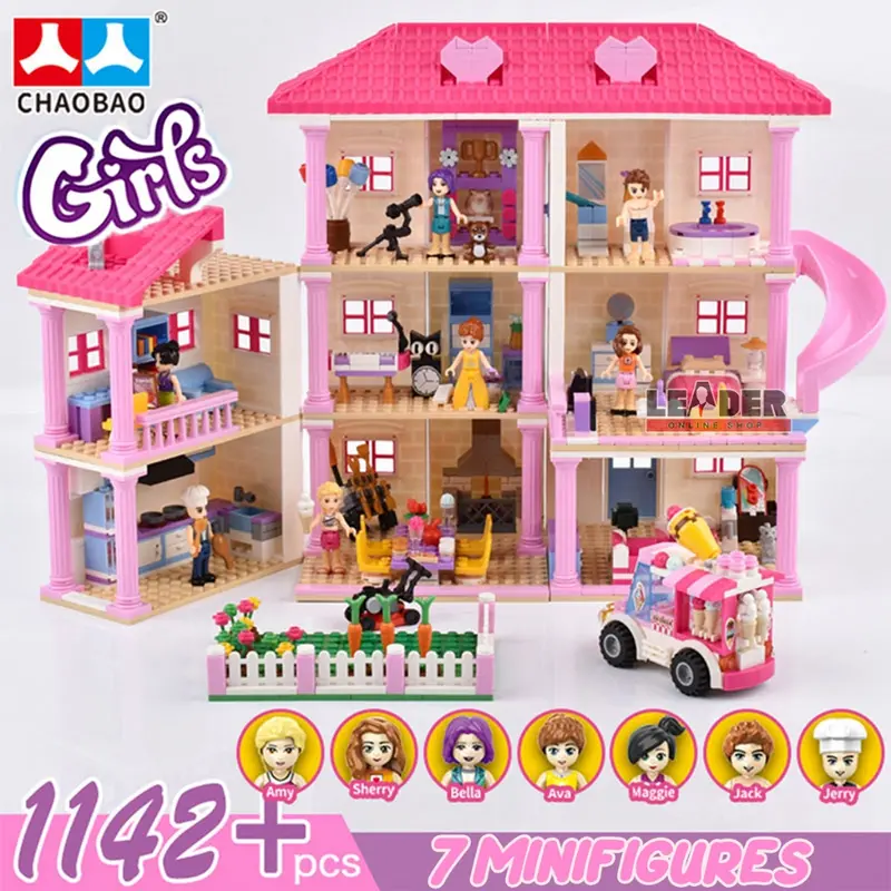 MAINAN RUMAH-RUMAHAN NOTLEGO BRICK VILLA BESAR 2 MODEL GIRLS CITY HOUSE 1142 Pcs +7 FIGURE CHAOBAO 7460 5