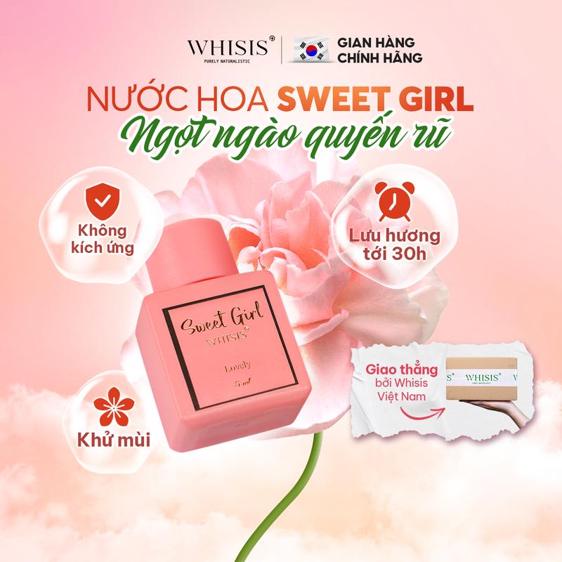 Whisis Sweet Girl Inner 5ml - Nước Hoa Vùng Kín Cao Cấp Ngọt Ngào Tinh Tế Khử Mùi Tự Nhiên Lâu Dài 30H - Dành Cho Phụ Nữ