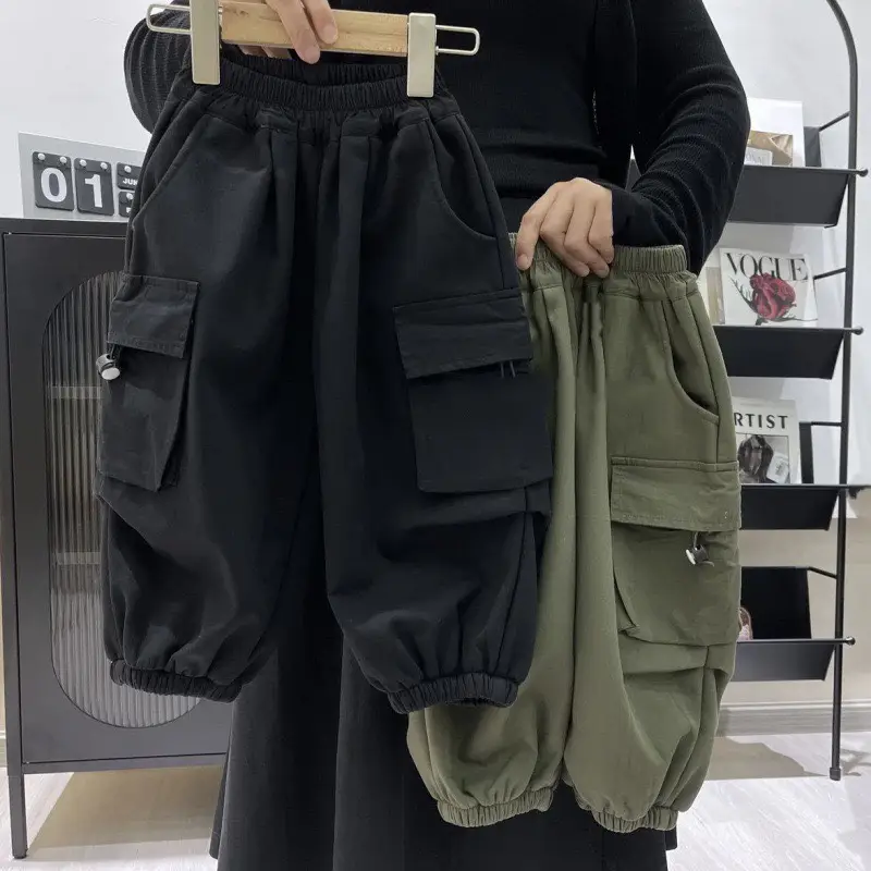 (QUẦN KHÔNG LÓT LÔNG) Quần KAKI 2 Da túi hộp (QK1) cho bé trai dễ phối đồ từ 8-26kg trơn bo gấu có thể giặt máy