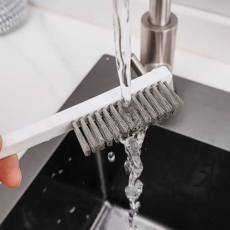 Bàn Chải Làm Sạch Tay Cầm Dài Cho Bếp Ga, Đầu Dây Kim Loại, Phạm Vi Bếp, Mui Xe, Bàn Chải Vết Dầu, Dụng Cụ Làm Sạch Nhà Bếp Đa Chức Năng 2
