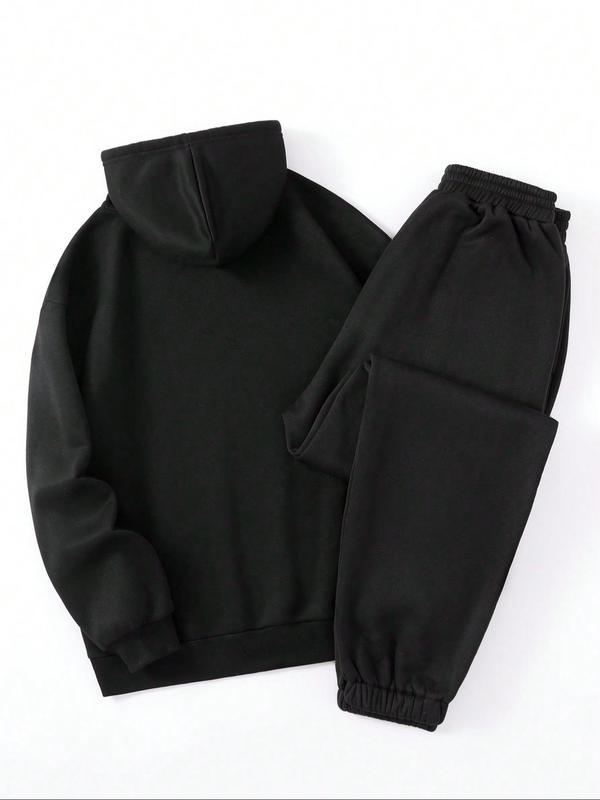 Women's Letter Print Drop Shoulder Hoodie & Elastic Waist Sweatpants Two-piece Set, Casual Fashion Cozy Breathable Two Piece Outfits for Daily Outdoor Wear, Women Clothes for Fall & Winter 5