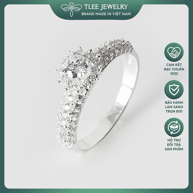 Nhẫn bạc nữ TLEE cánh hoa xòe đính đá cao cấp TLEE JEWELRY A0219