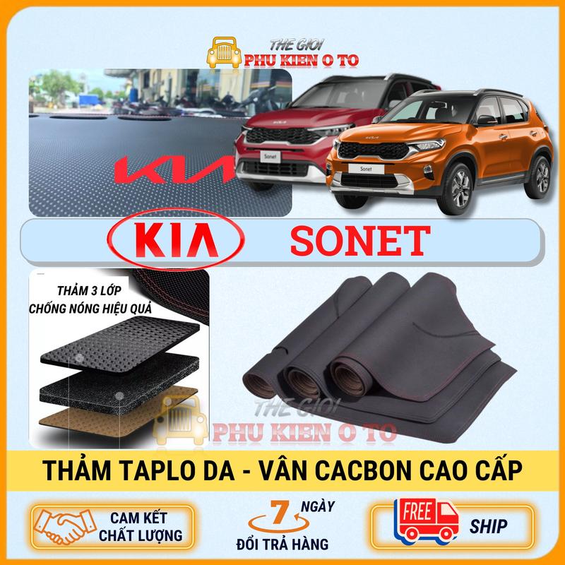 Thảm Taplo Ô Tô Kia Sonet Chất Liệu Da Cacbon Chống Nắng, Bảo Vệ Xe Hiệu Quả