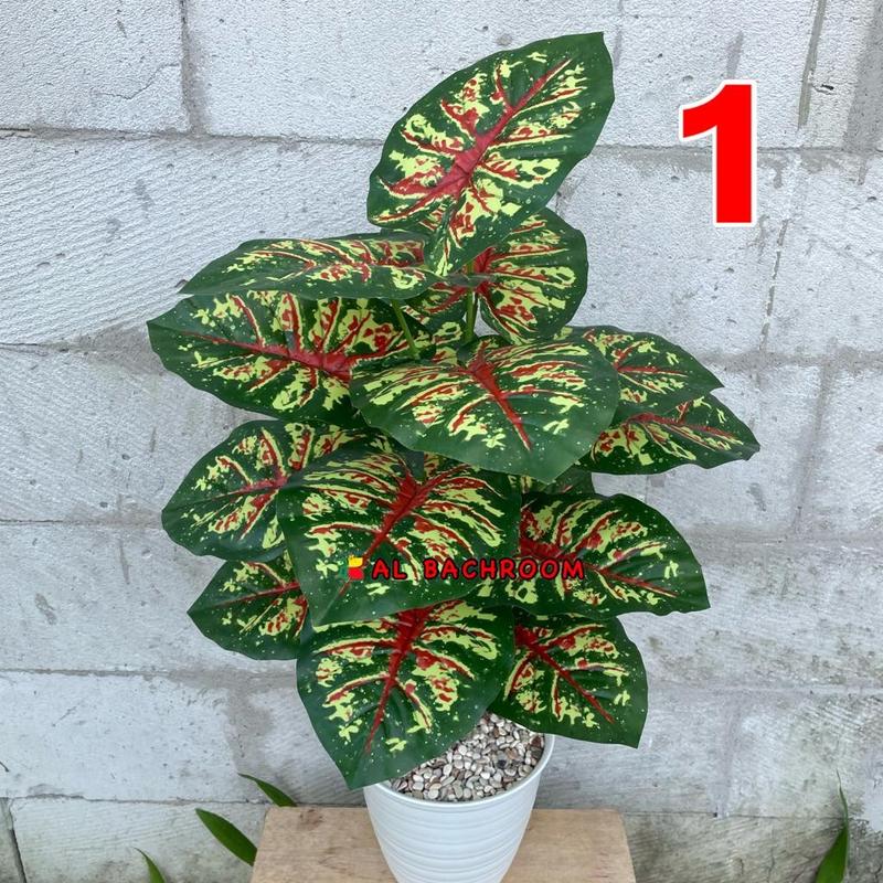 TANAMAN ARTIFICIAL AGLONEMA bunga palsu KELADI DAUN PLASTIK 18 CABANG D18T60 HIASAN RUANG TAMU DEKORASI RUMAH AESTHETIC B8180 8