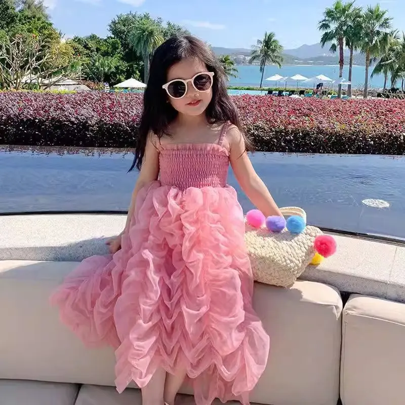 [A59] Đầm hồng công chúa hai dây xᶖnh xắn sang xịn cho bé gái đi tiệc đi chơi - Quảng Châu- sẵn 5