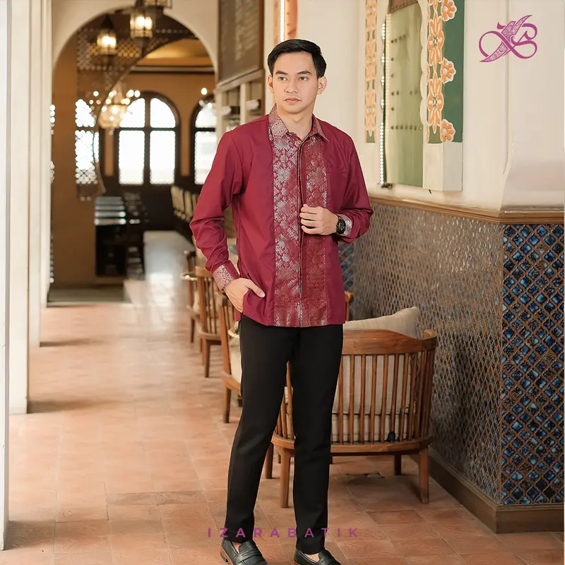 New Laksmi Burgundy - Setelan Baju Kebaya Wanita Songket Brokat Payet Modern Couple Wisuda Lamaran Kondangan Aesthetic [izarabatik] 6
